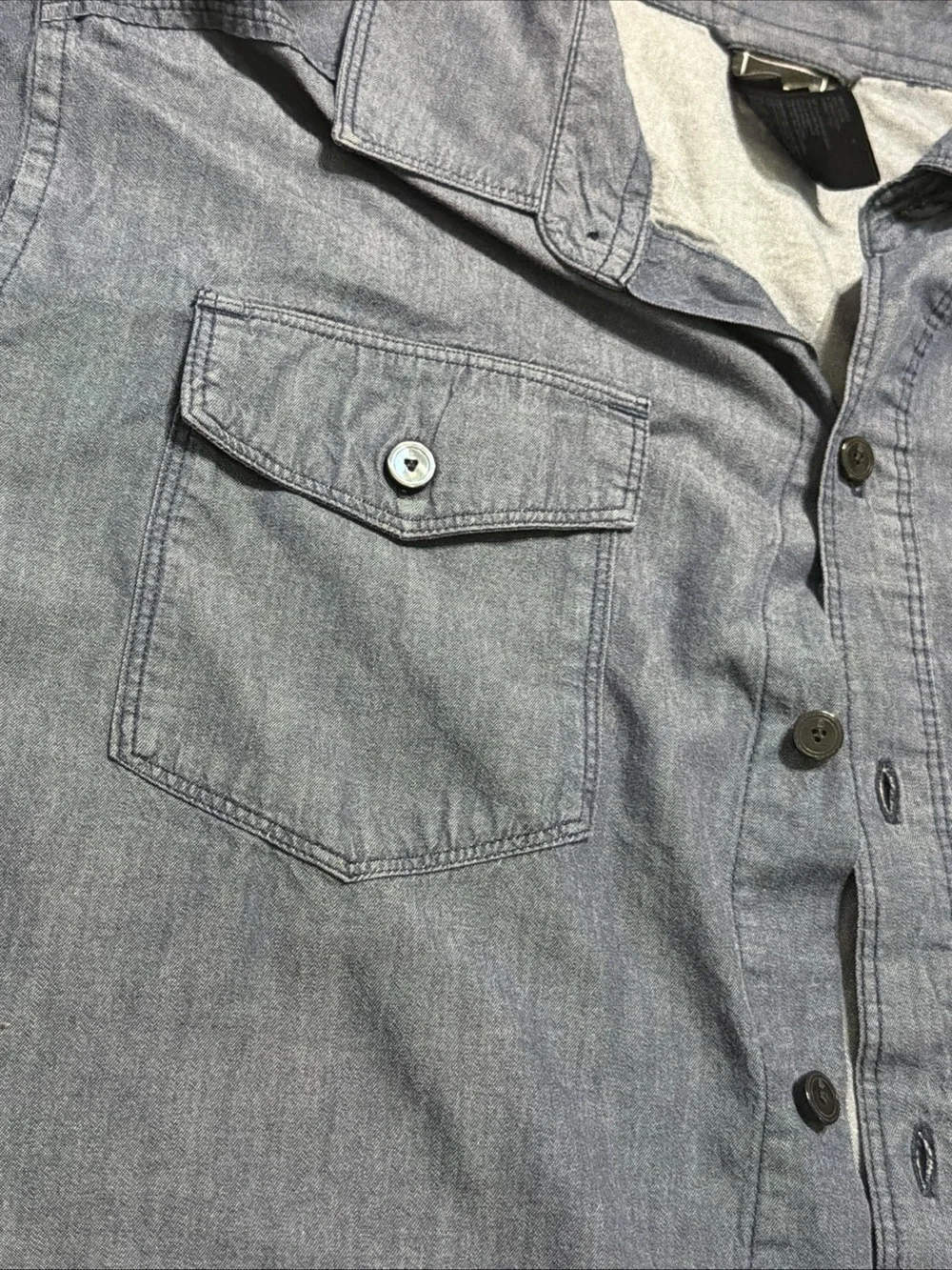 The North Face Men's Dark Blue Chambray Button-Down Shirt